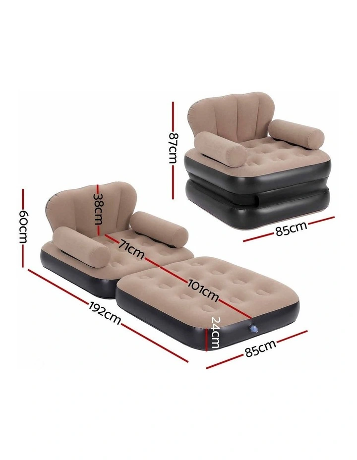 Gardeon Inflatable Chair Sun Lounge Air Sofa Blow Up Air Chair for Camping with Pump image 2
