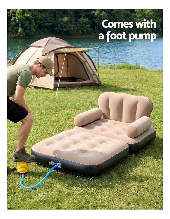 Gardeon Inflatable Chair Sun Lounge Air Sofa Blow Up Air Chair for Camping with Pump image 5