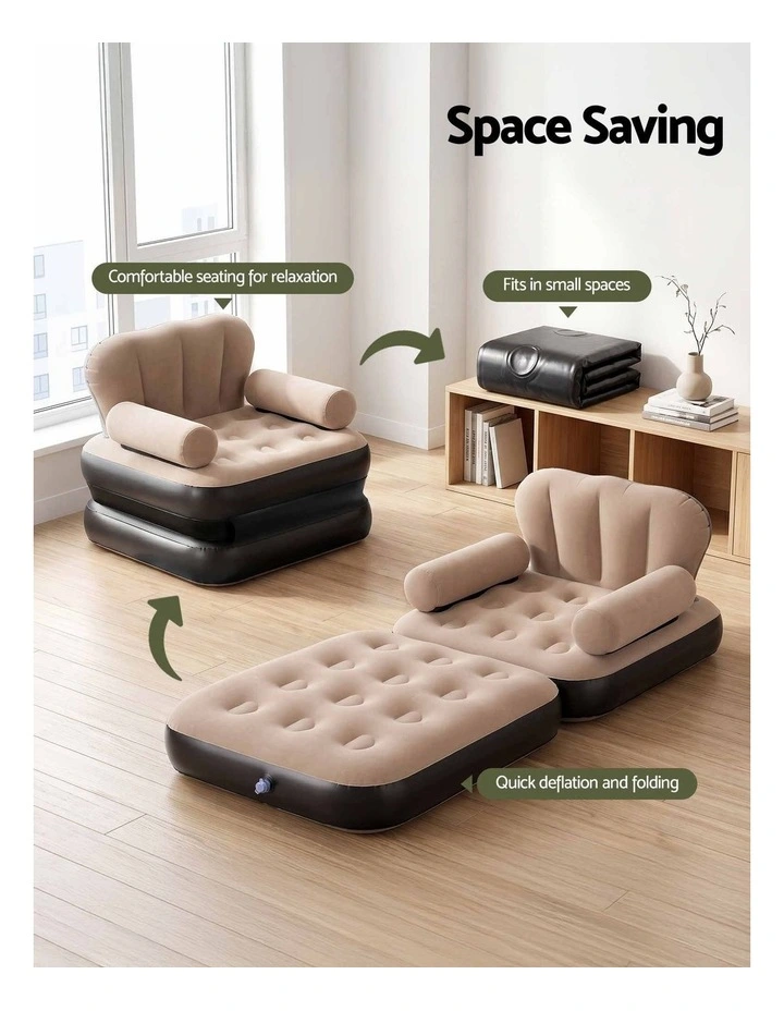 Gardeon Inflatable Chair Sun Lounge Air Sofa Blow Up Air Chair for Camping with Pump image 6