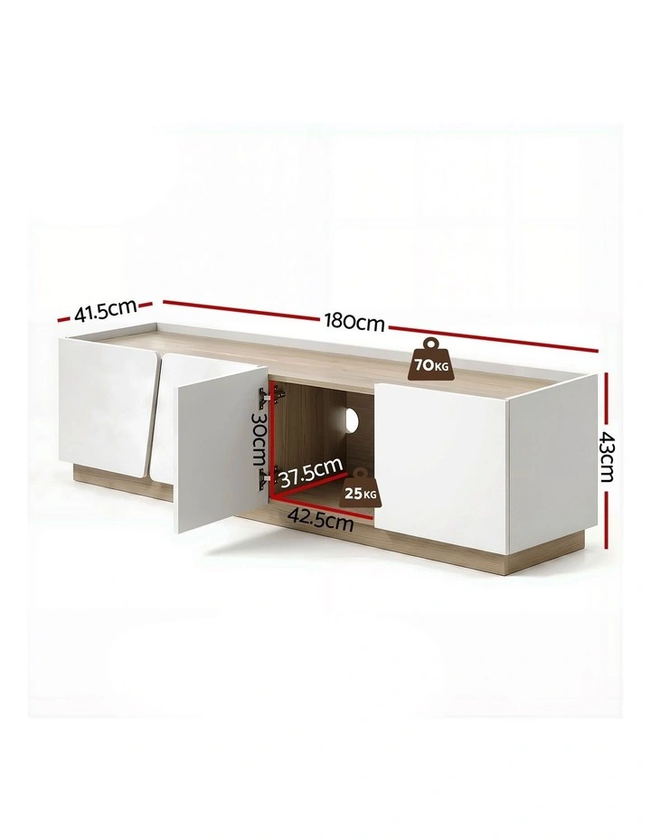 Artiss 180cm TV Unit Storage Cabinet Living Room Grayish white & Walnut image 2