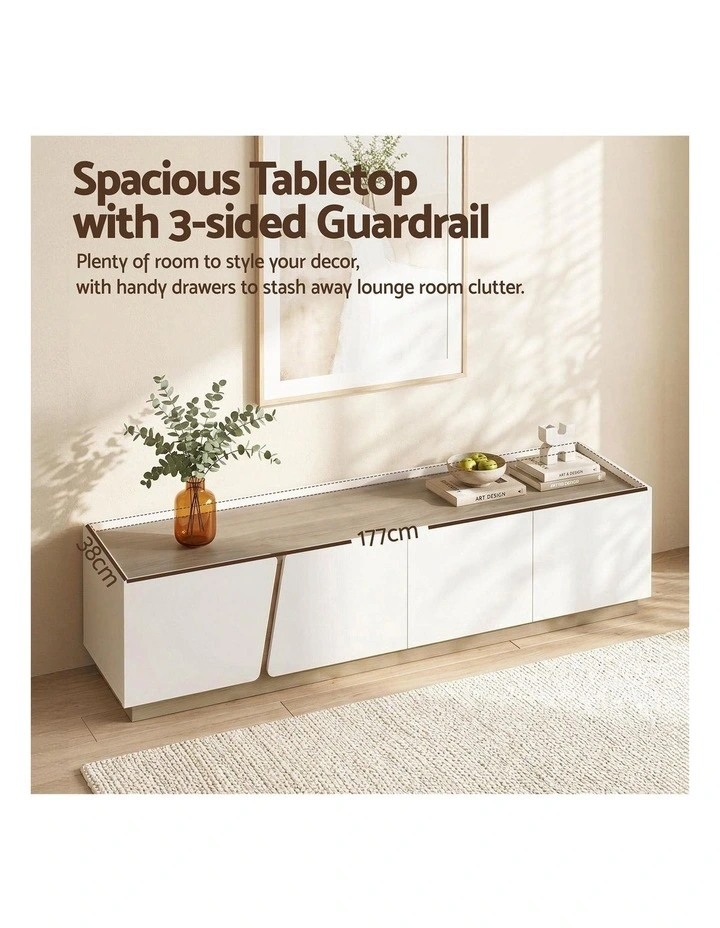 Artiss 180cm TV Unit Storage Cabinet Living Room Grayish white & Walnut image 5