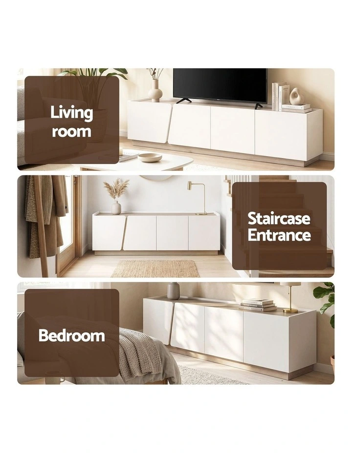 Artiss 180cm TV Unit Storage Cabinet Living Room Grayish white & Walnut image 6