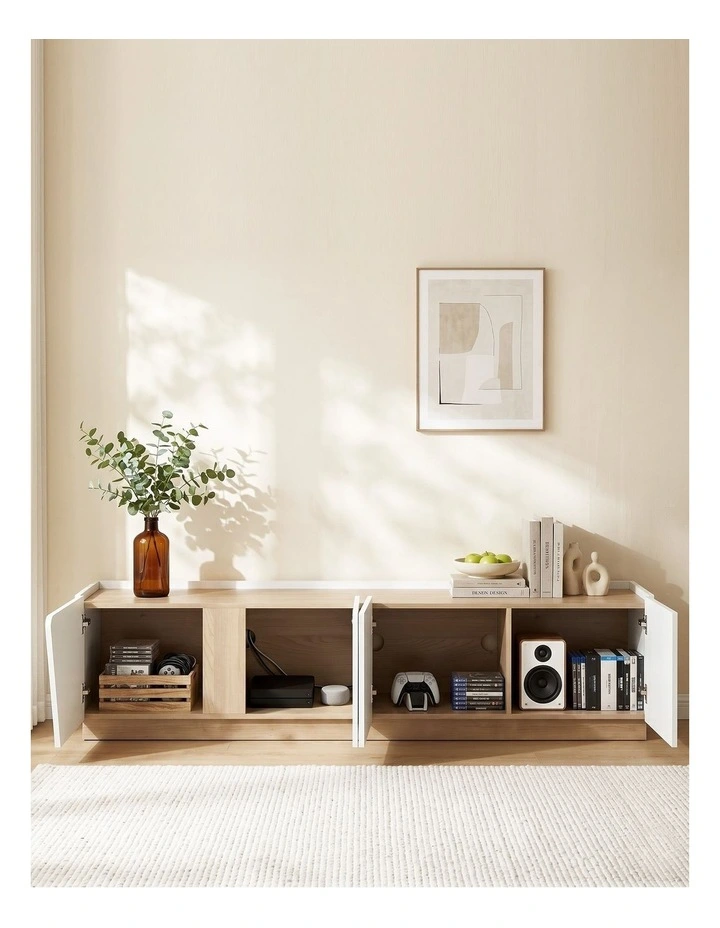 Artiss 180cm TV Unit Storage Cabinet Living Room Grayish white & Walnut image 7