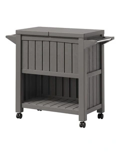 Gardeon Outdoor Storage Cabinet Box 80L Ice Bucket Cooler Rolling Serving Cart Kitchen Trolley Brown