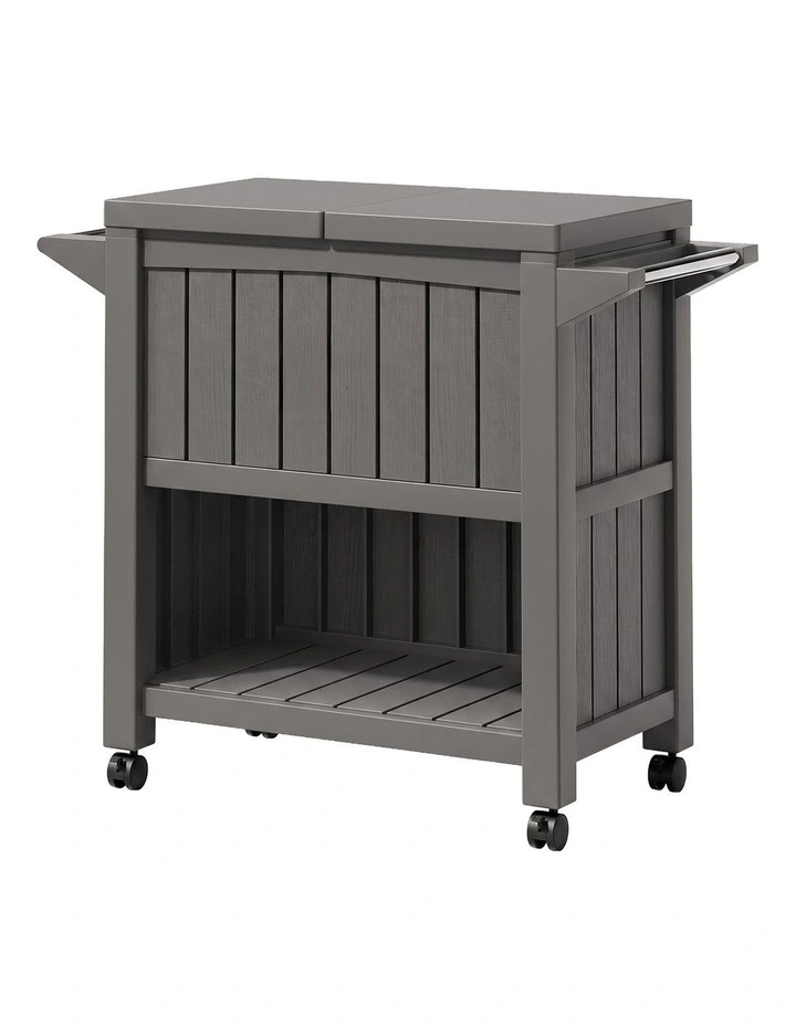 Gardeon Outdoor Storage Cabinet Box 80L Ice Bucket Cooler Rolling Serving Cart Kitchen Trolley Brown image 1