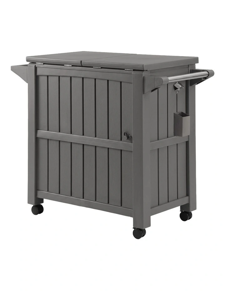 Gardeon Outdoor Storage Cabinet Box 80L Ice Bucket Cooler Rolling Serving Cart Kitchen Trolley Brown image 3