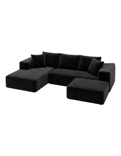 Artiss Modular Sofa Bed with Ottoman Corduroy Sectional Compressed Black
