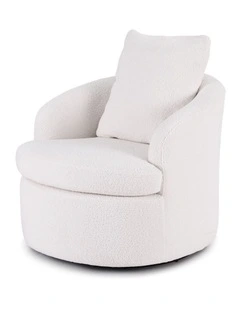 Artiss Swivel Chair Round Armchair Extra Pillow White