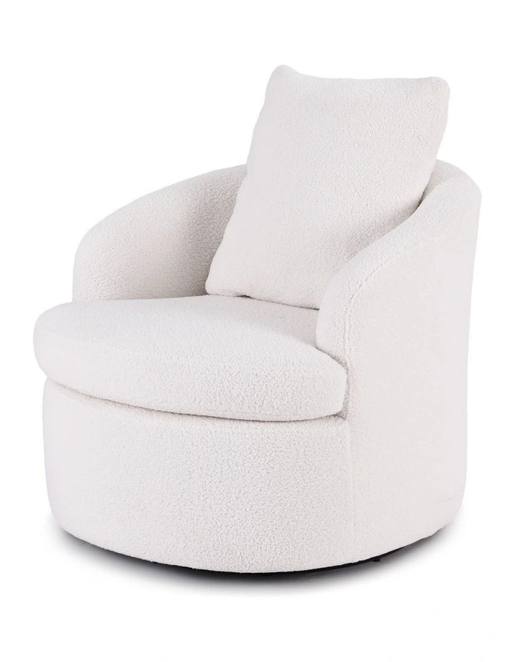 Artiss Swivel Chair Round Armchair Extra Pillow White image 1