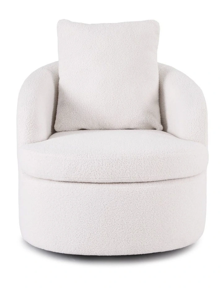 Artiss Swivel Chair Round Armchair Extra Pillow White image 2