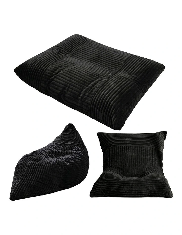 Artiss 3-in-1 Bean Bag Chair for Living Room Convertible Floor Sofa Dark Grey image 1