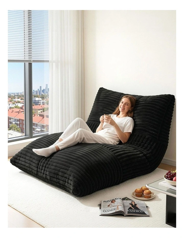 Artiss 3-in-1 Bean Bag Chair for Living Room Convertible Floor Sofa Dark Grey image 3