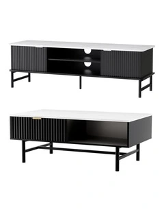 Artiss TV Unit & Coffee Table Set Storage Shelf Black