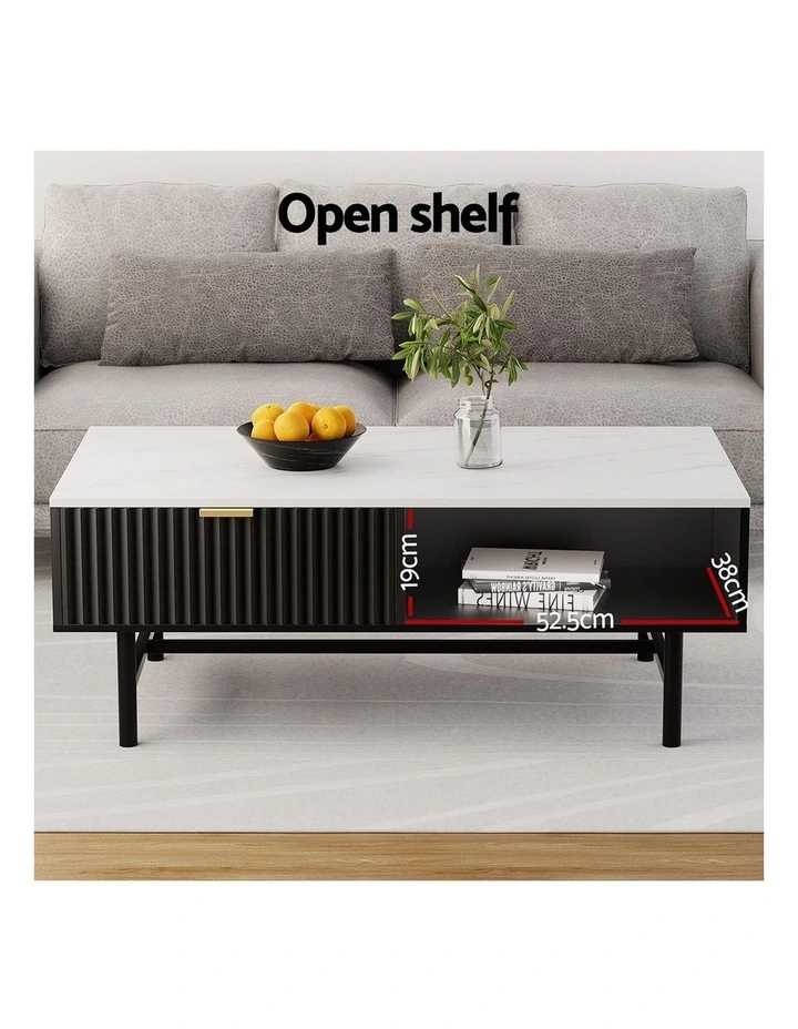 Artiss TV Unit & Coffee Table Set Storage Shelf Black image 6