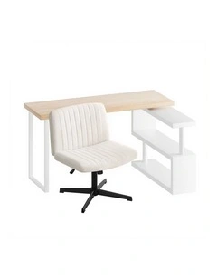 Artiss Office Desk & Chair Set 140cm Computer Desk with Rotatable Bookshelf