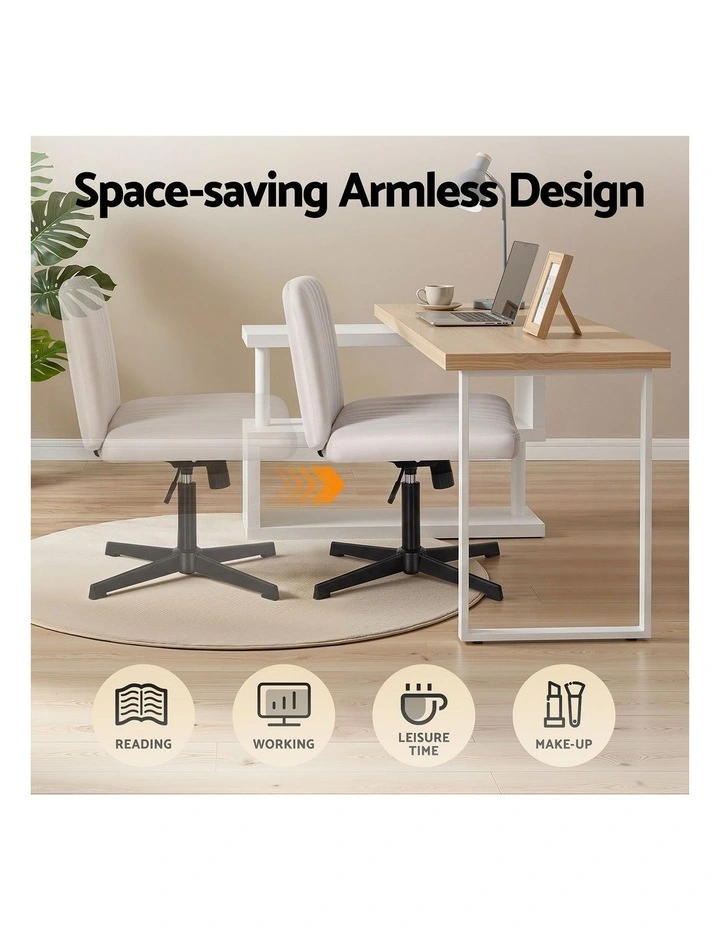 Artiss Office Desk & Chair Set 140cm Computer Desk with Rotatable Bookshelf image 5