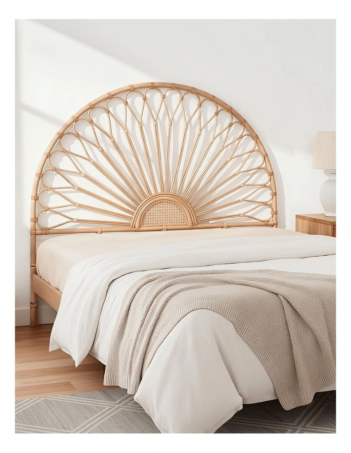 Artiss Bed Headboard Queen Bedhead Rattan - MARI Pine image 3