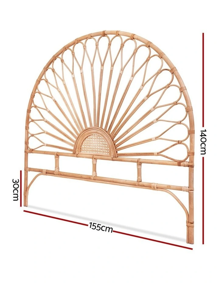 Artiss Bed Headboard Queen Bedhead Rattan - MARI Pine image 4