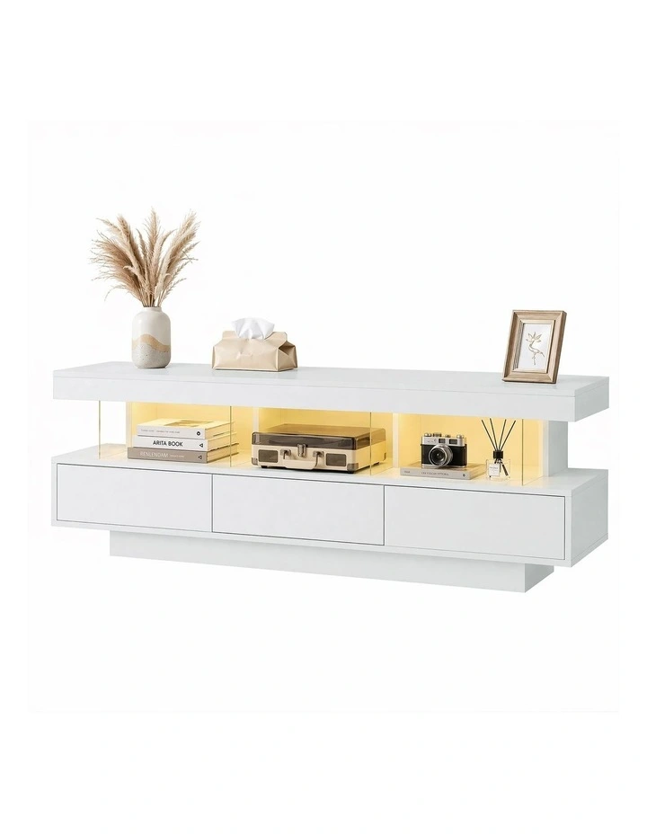 Artiss TV Unit LED 160CM Storage Drawer White image 1