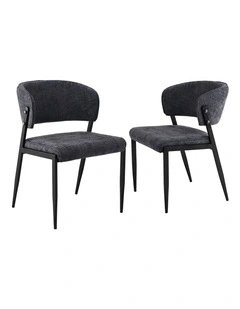 Artiss Dining Chairs Set of 2 Linen Fabric Soft Upholstered Chairs Charcoal