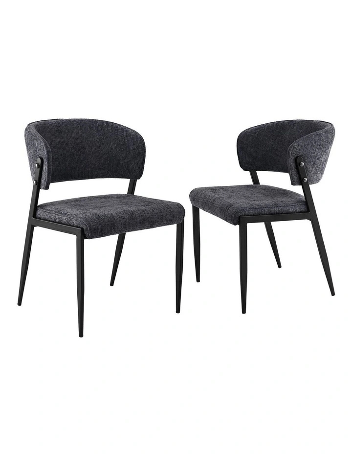 Artiss Dining Chairs Set of 2 Linen Fabric Soft Upholstered Chairs Charcoal image 1