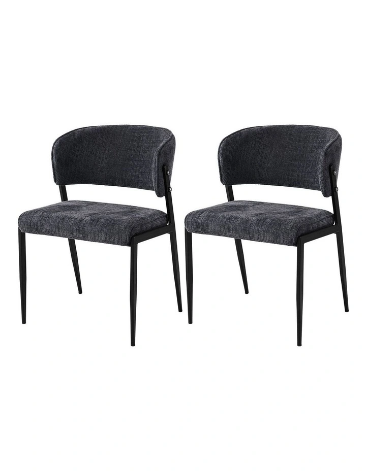 Artiss Dining Chairs Set of 2 Linen Fabric Soft Upholstered Chairs Charcoal image 3