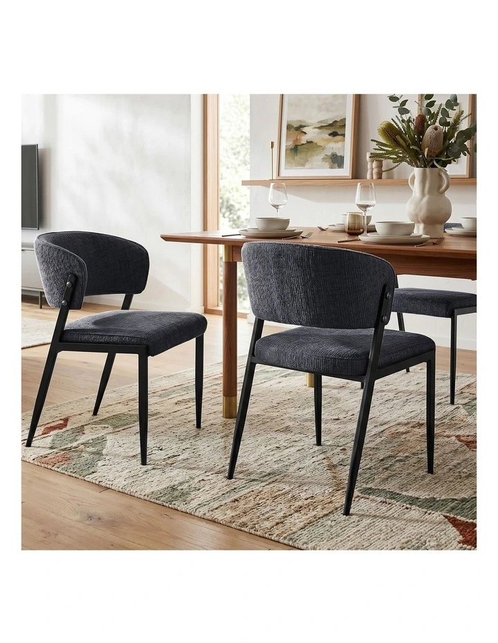 Artiss Dining Chairs Set of 2 Linen Fabric Soft Upholstered Chairs Charcoal image 4