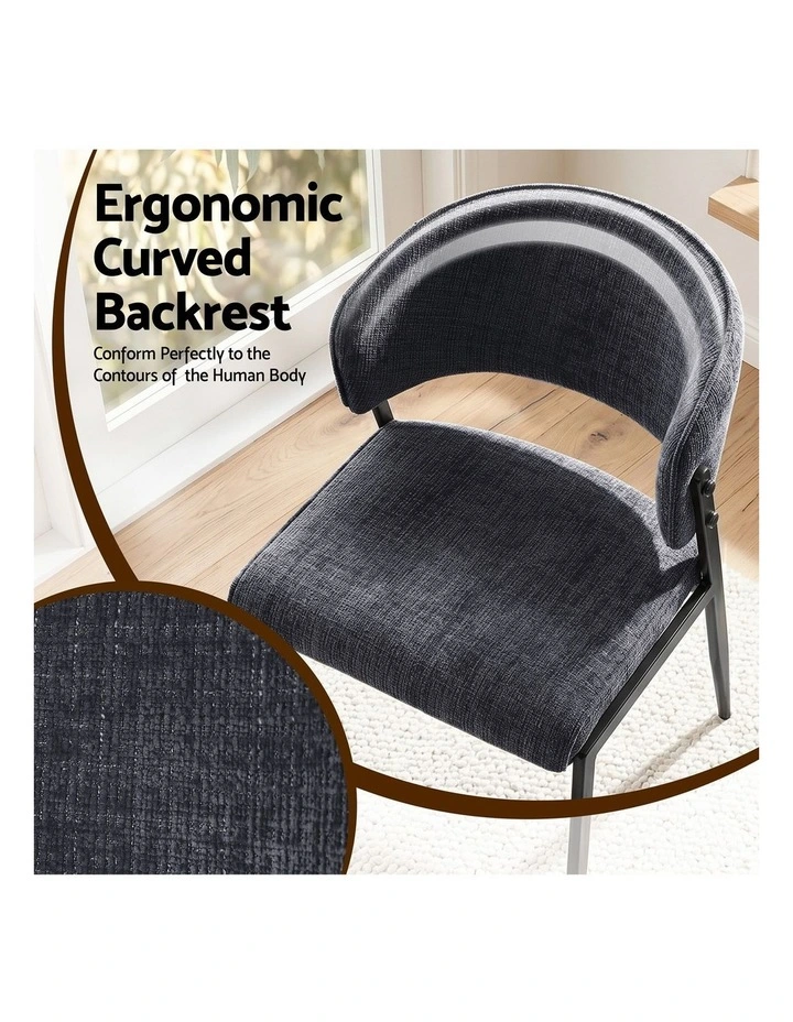 Artiss Dining Chairs Set of 2 Linen Fabric Soft Upholstered Chairs Charcoal image 7