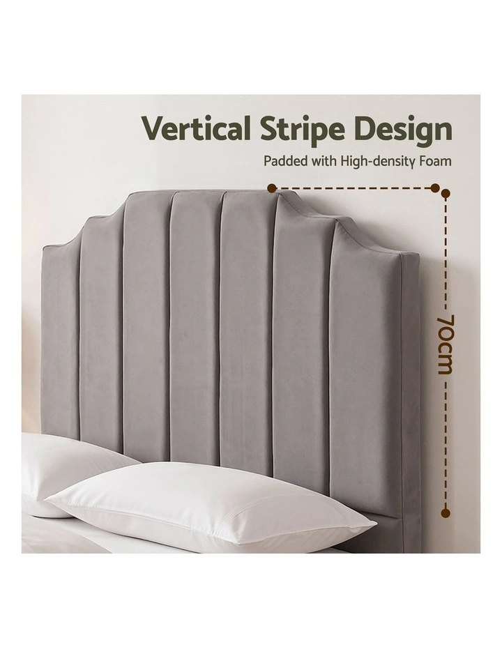 Artiss Bed Head Headboard Double Velvet 138CM - Grey image 6