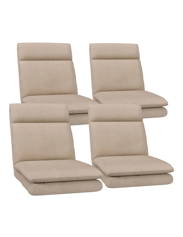 Artiss 4XFloor Chair Sofa Linen Beige image 1