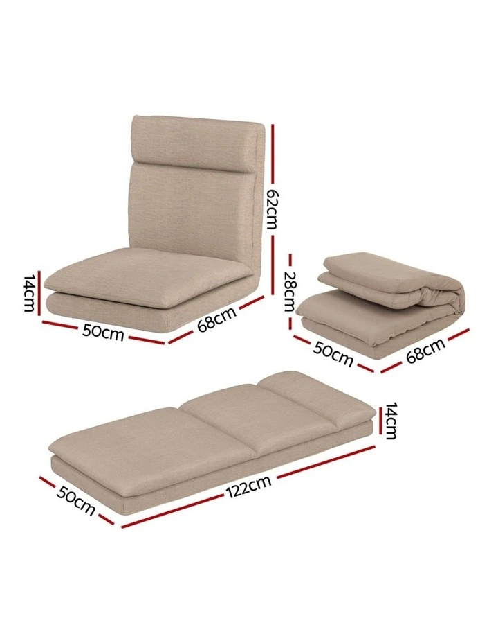 Artiss 4XFloor Chair Sofa Linen Beige image 2