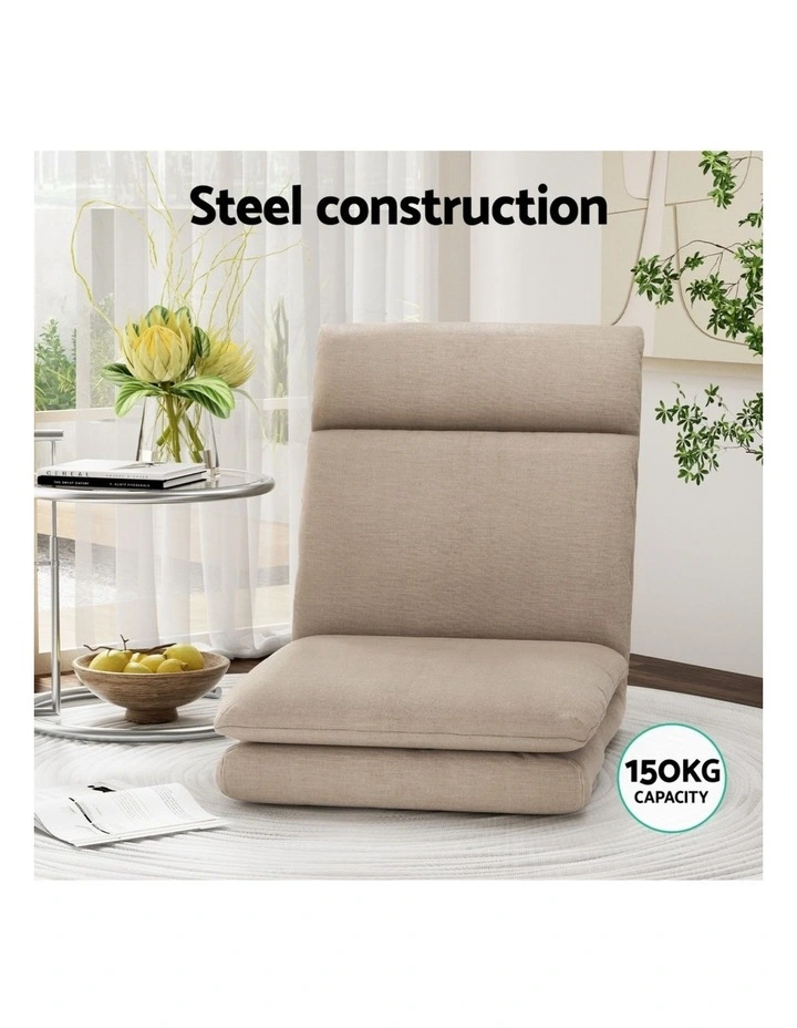 Artiss 4XFloor Chair Sofa Linen Beige image 5