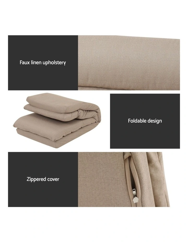 Artiss 4XFloor Chair Sofa Linen Beige image 7