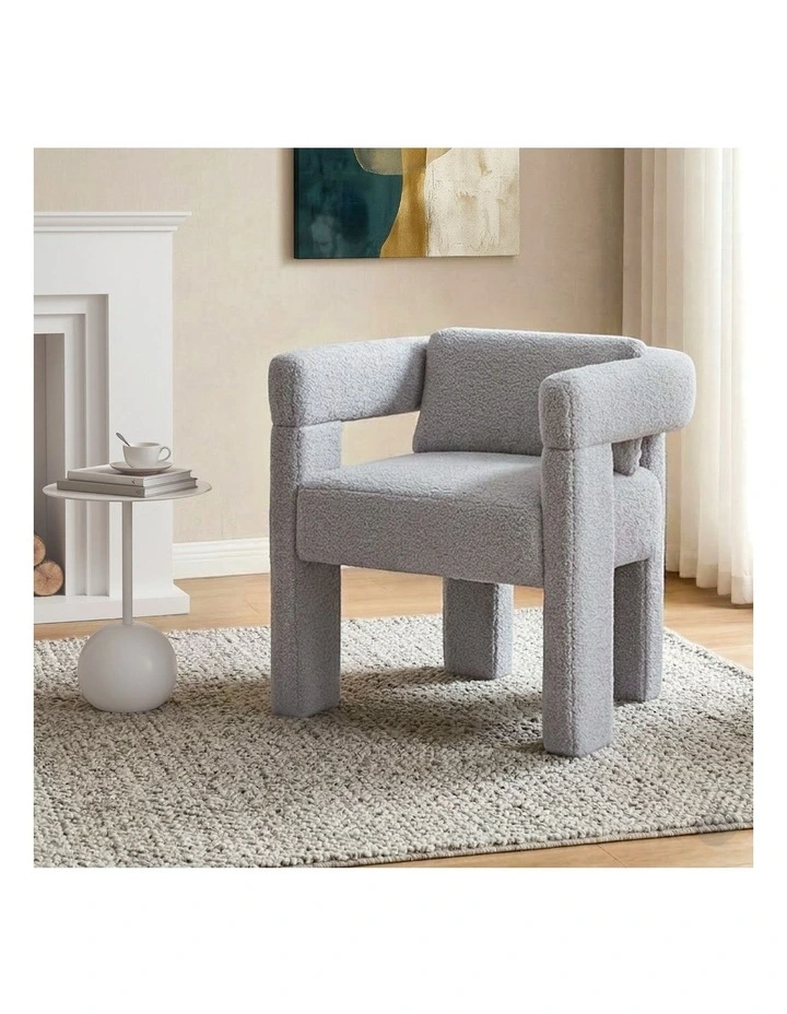 Armchair Accent Chair Lounge Sofa Couch Boucle Fabric in Grey image 2
