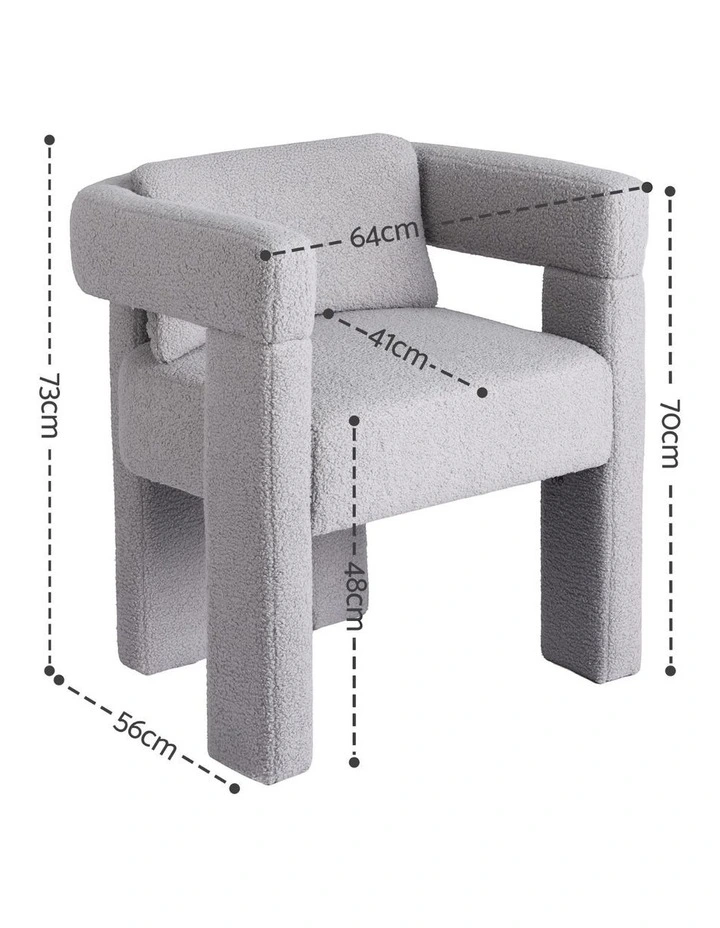 Armchair Accent Chair Lounge Sofa Couch Boucle Fabric in Grey image 5