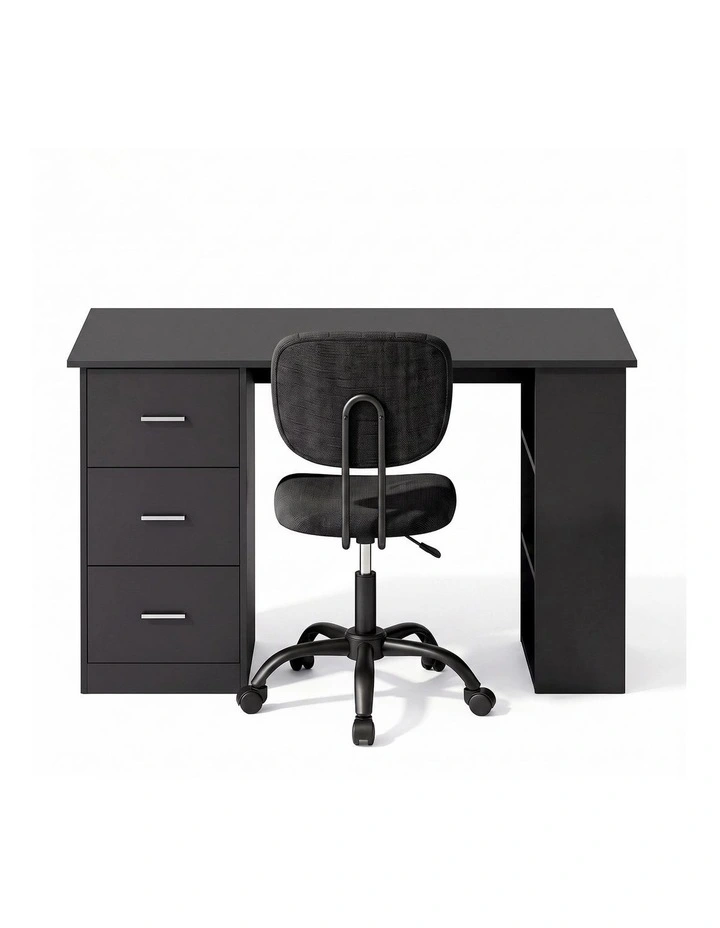 Artiss Office Desk & Chair Set 120cm with Drawers Shelves Adjustable Office Chair image 3