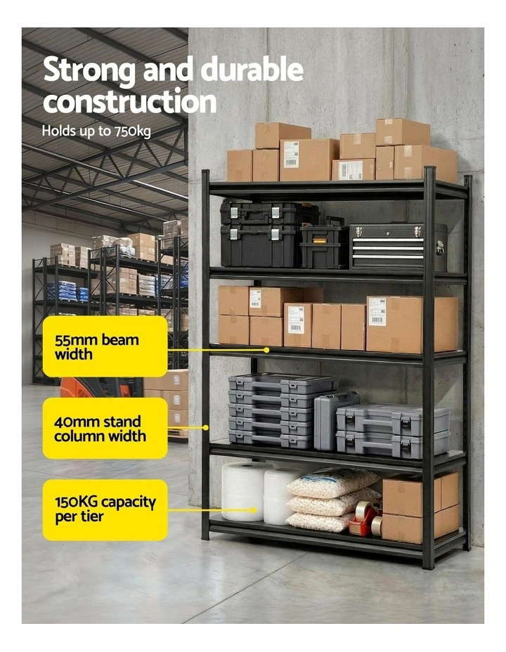Giantz Garage Shelving 1.8X1.2m Warehouse Rack Storage Shelves Workshop Racks Steel image 5