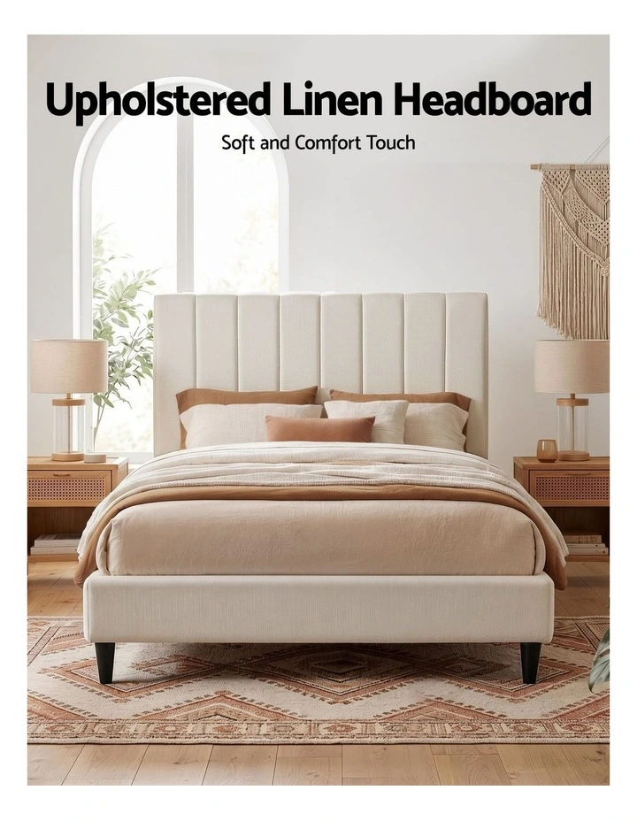 Artiss Bed Head Headboard Double Linen 137CM - Beige image 5