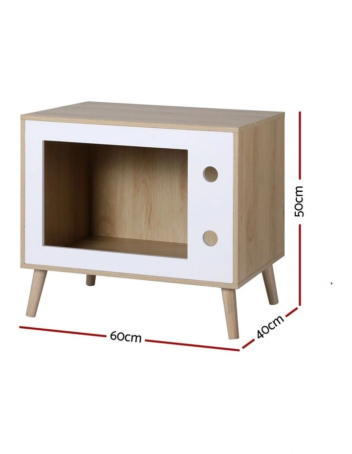 Artiss Cat Nest Bedside Table Solid Wood 60cm image 4