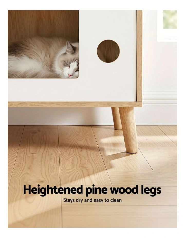 Artiss Cat Nest Bedside Table Solid Wood 60cm image 6