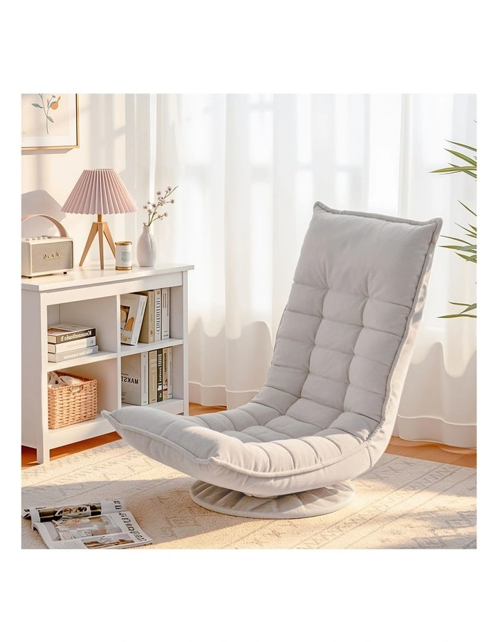 Artiss Swivel Floor Chair 5 Adjustable Foldable Lounge Seat Floor Sofa Chair Grey image 3