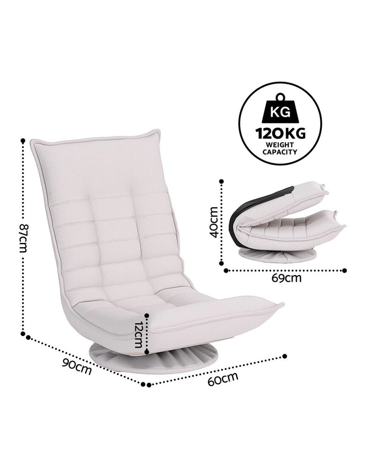 Artiss Swivel Floor Chair 5 Adjustable Foldable Lounge Seat Floor Sofa Chair Grey image 4