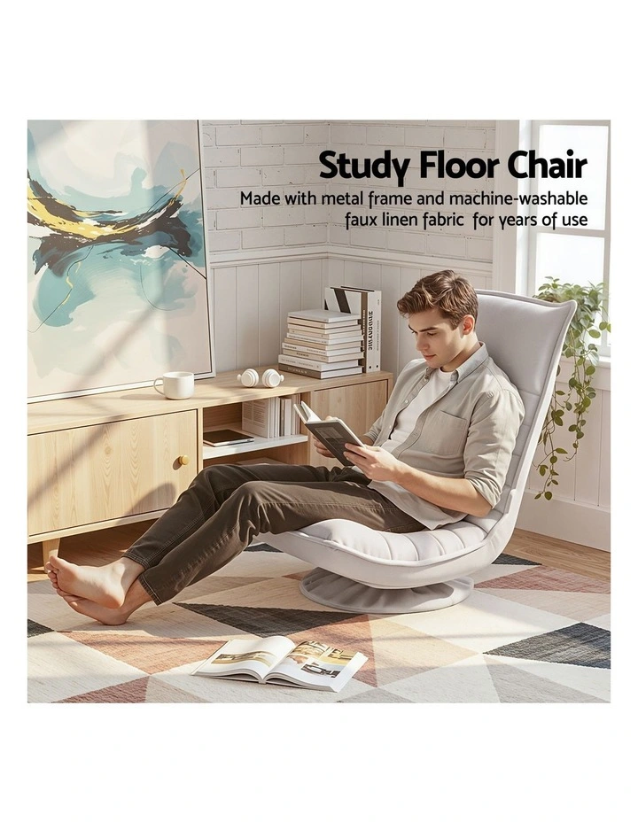 Artiss Swivel Floor Chair 5 Adjustable Foldable Lounge Seat Floor Sofa Chair Grey image 5