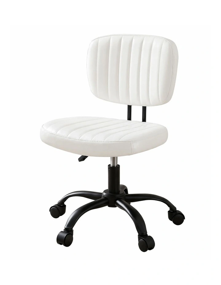 Artiss Armless PU Leather Office Chair Adjustable Swivel White image 1