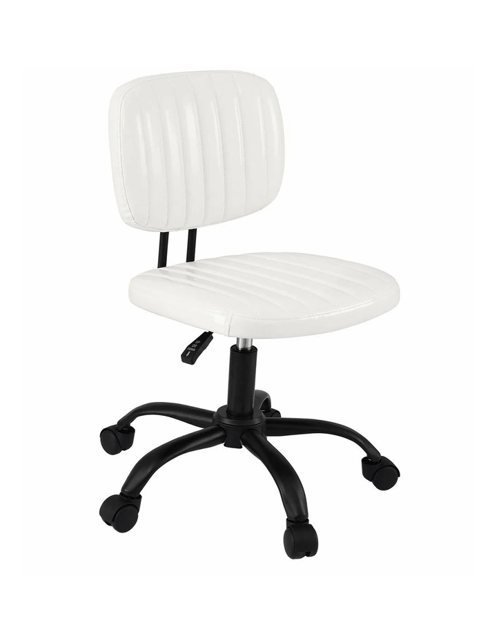 Artiss Armless PU Leather Office Chair Adjustable Swivel White image 3