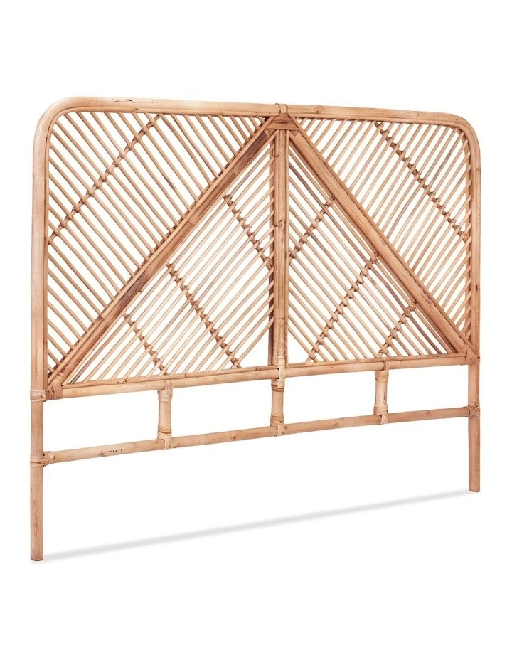 Artiss Bed Headboard Queen Bedhead Rattan - FRED Pine image 1