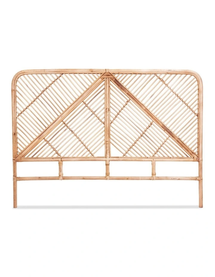 Artiss Bed Headboard Queen Bedhead Rattan - FRED Pine image 2