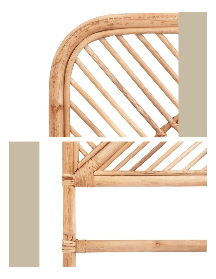 Artiss Bed Headboard Queen Bedhead Rattan - FRED Pine image 7