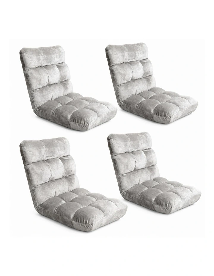 Artiss 4X Lounge Sofa Bed Flannel Fabric Grey image 1
