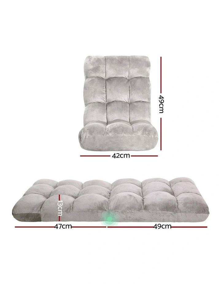 Artiss 4X Lounge Sofa Bed Flannel Fabric Grey image 2